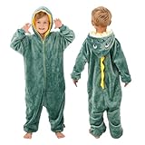 Boys Girls Unisex Animal Pattern Cow Dinosaur Frog Koala Bunny Panda Onesie Pyjamas Sleepsuit Soft Fleece Extra Thickness (UK, Age, 5 Years, 6 Years, Regular, New Dinosaur)