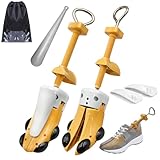 JJDPARTS Shoe Stretcher Pair 4-way Shoe Expander Widener Shoe Tree Extender for Wide Feet with Shoe Horn (L (for Men's Size UK 8-11.5) Yellow)