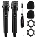 FerBuee Wireless Microphone Dual Professional Cordless Mic Handheld Microphone System for Amplifier, PA System, Karaoke, Meeting, Party, Church, Wedding (Black & Black)