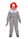 Scary Clown With Wig Halloween Fancy Dress Costume Medium