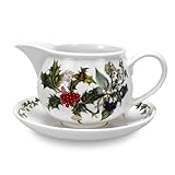 Portmeirion Home & Gifts Gravy Boat & Stand, Ceramic, Multi-Colour, 17 x 18 x 11 cm