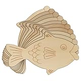 10x Wooden Comic Fish Craft Shapes 3mm Plywood Sealife Seaside(6 x 10.2cm,Hole Top Centre)