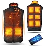 Heated Vest for Women and Men, Heated Body Warmer with 9 Heating Zones,10000mAh Battery Heated Gilet Winter Heating Waistcoat Jacket for Outdoor Skiing Riding Hiking Fishing (Power Bank is included)
