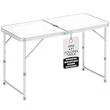 ZENO Folding Table 4FT | Camping Table | Adjustable & Portable Folding Tables Great for Garden, Picnic, Party, BBQ, Office | Aluminium Camping Tables That Fold Up With Parasol Hole
