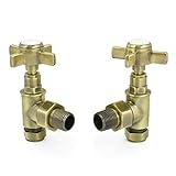 Hot Flow | Bayou Cross-Head Traditional Manual Radiator Valves (Pair) (Antique Brass)