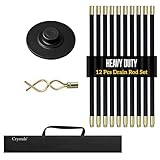 Crystals Drain Rods Set, Drainage Rods for Outside Drain Flexible, 12 Pcs / 9.2M Drain Unblocker with Heavy Duty Rubber Plunger & Double Worm Screw, Drainage Rods for Drain Cleaning with Carry Bag