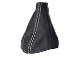The Tuning-Shop Gear Gaiter Compatible with Saab 9-3 2003-2014 Black Leather Grey Stitch