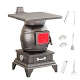 Potbelly Stove Wood Burning Indoor Heating Using Multiple Fuels With A Drawer For Collecting Ashs For Indoor Outdoor Cooking And Heating, Camping Use(200cm chimney,36 * 36 * 52cm)