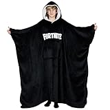 Fortnite Oversized Hoodie Blankets for Boys Fleece Extra Long Warm Wearable Hooded Poncho for Kids and Teens 14+, Gamers Gifts (Black Long Teens 14+)