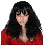 ALLAURA Wigs Beetle Bride Black Bob Wig ñ Lydia Wavy with Bangs for Gothic Witch Cosplay