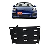 JGR Racing Car No Drill Tow Eye Front Bumper Tow Hole Hook License Plate Mount Bracket Holder Adapter Relocation Kit for Porsche 911 924 Boxster, etc