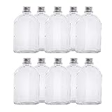 Pukkr Mini Glass Flask Bottles 200 ml – Pack of 10 Screw Cap Sample Bottle for Cocktails, Spirits, Oils, Flavours, Wedding Favours & Gift Sets – Airtight Thick Glass Bottles