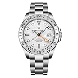 Pagani Design Watches for Men Automatic Mechanical GMT Watch 42mm Stainless Steel Sapphire Crystal Waterproof Luminous Sport Men's Wrist Watches, White