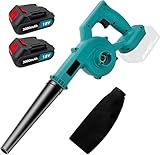 Leaf Blower Cordless with 2 Batteries 3000mAh and Charger, 18V Handle Electric Blower Vacuum Combo, Stepless Speed Control, Mini Leaf Blowers Lawn Care, Patio, Garages, Dust, Snow Blowing, Pet