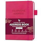 Legend Planner Address Book with Alphabetical Tabs – Mini Telephone Contacts Book for Phone Numbers, Addresses, Passwords, Small (Hot Pink)