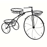 XLDZ Vintage Bicycle Planter Stand With 3 Baskets - Metal Tricycle Design Flower Pot Cart Holder For Outdoor Garden Patio Decor
