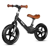 Hello-5ive 12" Balance Bike for boys,girls, Lightweight No Pedal Walking Training Bike with Nylon Frame and Flat-Free Tires, Adjustable Kids Balance Bike for 2,3,4,5 year old (Black)
