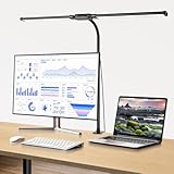 Woputne Desk lamp with Clamp, Super Wide & Bright, 5 Color Modes X 10 Brightness Levels, 960LM(160 Pcs Lamp Beads), 12W Computer Monitor Flexible Table Light, Desk Light for Office,Study, Crafts, Draw