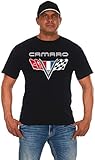 JH Design Men's Chevy Camaro T-Shirt Short Sleeve Black Crew Neck Shirt, Black, Large