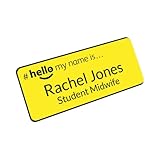 Customised Print Hello My Name is Badge Yellow/Black 76 x 32 mm Dementia Friendly Doctor Student Doctor GP Healthcare Assistant Nurse Practitioner Clinical Medical