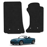 Car Mats Compatible With Mazda Mx-5 (2006-2015) Black Carpet Tailored Fit Car Floor Mats Set Accessory Custom Fit Water-Resistant Anti Slip Backing All Weather Full Coverage Hand-Finished With Clips
