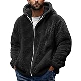 Teddy Jacket Mens Fleece Fuzzy Sherpa Hoodies Long Sleeve Zip Up Winter Fleece Warm Coat Fluffy Jackets Thick Plush Comfy Cosy Hoodie Jackets thermal Long Sleeve Hooded Jacket Cardigan Outerwear