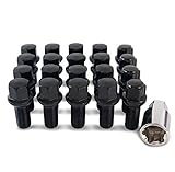 16 x Black Chrome Wheel Bolts Set with 4 x Locking Nuts for VW Volkswagen Golf with Genuine Alloy Wheels PN.SFP-16BM14RB+B14RB162