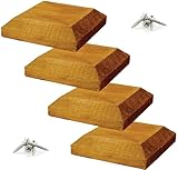 IRONTITE® 4 Pack Wooden Fence Post Caps 3x3, Newel Post Cap Fence Toppers to Suit 75mm (3") Square Fence Newel Posts. Protect Your Posts with This Wood Fence Post Protector (Brown)