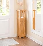 Hallowood Furniture Waverly Oak Open Top Tower Slim Storage Cabinet, Narrow Oak Bathroom Cabinet with 2 Drawers, Cupboard and Shelf, Display Cabinets for Hallway or Small Spaces