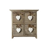 Chic & Shabby Wooden 4 Drawer Cabinet Storage Chest White Hanging Hearts Handles