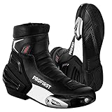 Waterproof Motorbike Boots Motorcycle Armoured Short Ankle Shoes Crash Protection Protective Comfortable Racing Touring Sports Safety (Black, numeric_9)