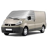 Opaltool Foldable Thermal Windscreen Cover for Vauxhall Vivaro Renault Trafic 2001-2014, Luxury Front Wrap Cover, Silver Wrap Black Out Screen Campervan