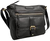 Rowallan Of Scotland Women's Medium Black Leather Crossbody Shoulder Bag 2843