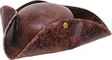 Bristol Novelty Adult Christmas Party Headwear Ancient Look Tricorn Pirate Jack Hat Brown UK