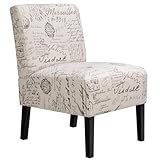 Yaheetech Tub Chair Comfy Accent Side Chair with Solid Wooden Legs for Dining Room Bedroom Living Room Letter Print