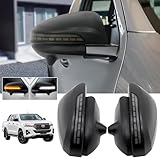 JHCHAN Wing Mirror Cover for Toyota Hilux 2016-2024 Double Cab MK8 MK9 Matte Black Side Door View Mirror Cap Cover Protector Hilux Accessories with running Lights
