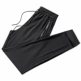 Ice Silk Trousers for Men UK Clearance Casual Joggers Sweatpants Tracksuit Bottoms Sport Athletic Pants Zip Pockets Trousers for Jogging Workout Gym Running Training