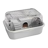 Hamster Cage - 2 Tier Cage For Hamsters with Silent Exercise Running Wheel and Transparent Top - Small Animal Habitat for Chinchilla Gerbil Squirrel Dining Resting Playing