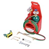 cadciehe Oxygen Acetylene Welding and Cutting Kit, Portable Torch Set with Gas Cylinders and Accessories, Perfect for Metal Fabrication and Repairs for Workshops and DIY Projects Red