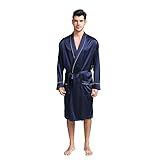 Jasmine Silk Men's Pure Silk Dressing Gown Navy