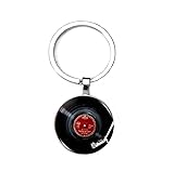 4Trails Vintage Vinyl Record Keyring, Silver Metal Chain, Music Lover Accessory