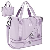 CS COSDDI Travel Duffel Bag, 29L Weekend Bag with Trolley Sleeve, Dry & Wet Seperated Sports Gym Bags, Waterproof Carry On Bags for Women Men Weekender Hospital