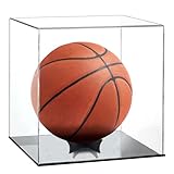 Basketball Display Case with Stand, Clear Acrylic Full Size Basketball Display Box for Baseball, Soccer, Volleyball, Figures, Toys, Collectibles, Sports Souvenirs, 10.2 x 10.2 x 11 Inches
