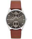 Skagen Watch for Men Holst Chronograph, Quartz Multifunction Movement, 40 mm Silver Stainless Steel Case with a Leather Strap, SKW6086