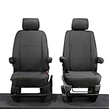 UK Custom Covers To Fit VW Transporter T5/T5.1 Sportline California Front Seat Covers (2003-2015) Black - SC104BAD21