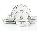 Xmas Tree Porcelain Dinner Set, 12 Pieces
