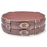 GORGECRAFT Wide Leather Viking Belt Antique Bronze Gothic Brown Renaissance Armor Medieval Knight Corset Embossed Waist Corset Pouch Belt for Retro Bag Pack Cosplay Costume Dress Accessories