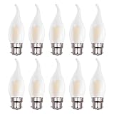 B22 Dimmable Bayonet LED Light Bulbs, B22d Candle Filament Chandelier Bulb, C35 Soft Warm White 2700K Frosted Glass Flame Shape Bent Tip, Energy Saving Light Bulbs, 10 Pack