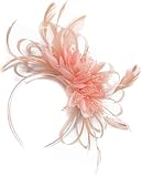 Caprilite Nude Peach Pink Feather Hair Fascinator Headband Wedding Royal Ascot Races Ladies