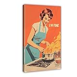 OAHFDF Kitchen 50s Cooking Happy Housewife Canvas Poster Wall Art Decor Print Picture Paintings for Living Room Bedroom Decoration 12x18inch(30x45cm)